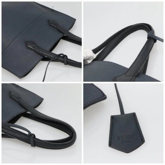 FENDI All In Shopping Tote Bag Leather Navy Auth 141928 - Picture 16 of 16